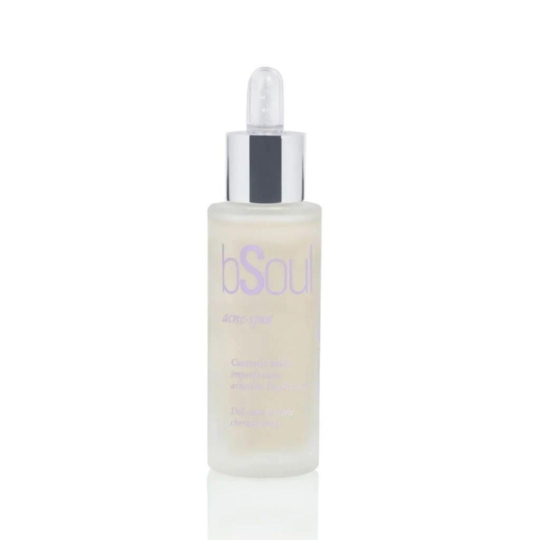 bSoul Acne Spot Serum (30ml) with BioGenic Sallic, Phycosaccharide ACG, and Zinc PCA to balance oily skin, repair acne scars, and prevent breakouts without irritation. Can be applied locally on pimples, blackheads, and impurities, or over the entire face or body.